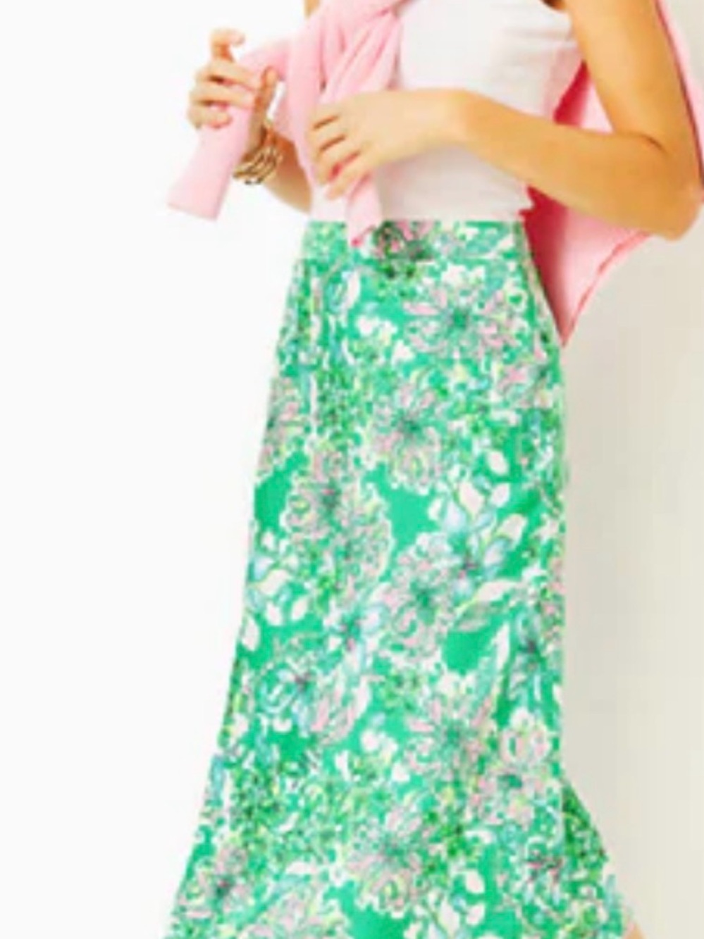 NWT Lilly Pulitzer Rennox Midi Skirt in Spearmint Blossom Views